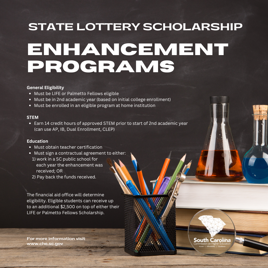 Palmetto Fellows, LIFE Scholarship enhancement flyer